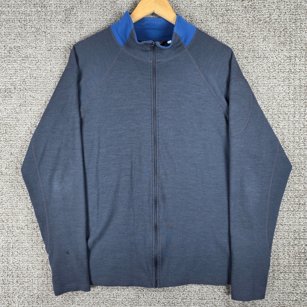 Ibex Men's Wool Zip Jacket Rambouillete Wool Activewear Blue Size XL‎